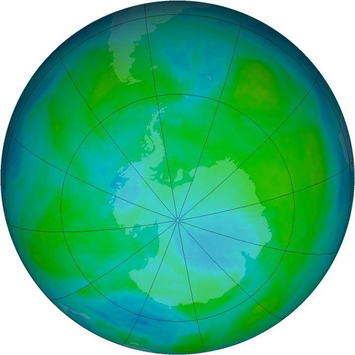 Antarctic ozone map for 11 January 1986